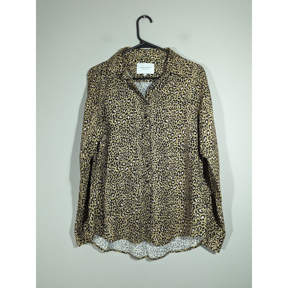 The Shirt by‎ Rochelle Behrens Leopard Print Button Down Top Blouse Women Size M